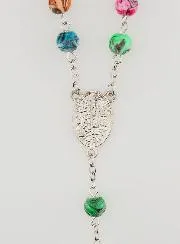 Lourdes Fashion Rosary - Rainbow Beads -70cm