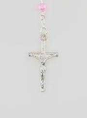 Lourdes Rosary with Pink Mother-of-Pearl Beads and a Clasp