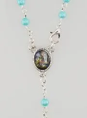 Lourdes Rosary with Blue Mother of Pearl Beads and a Clasp