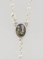 Lourdes Rosary with Pearlescent White Pearls and Clasp