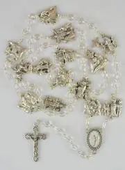 Stations of the Cross Lourdes Rosary with Crystal Pearls -70cm