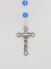 Stations of the Cross Lourdes Rosary with Blue Crystal Pearls