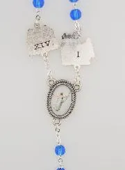 Stations of the Cross Lourdes Rosary with Blue Crystal Pearls