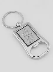 Saint Christopher Silver Bottle-Opener Key Chain