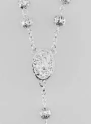 Rosary with silver Openwork Beads - 65cm