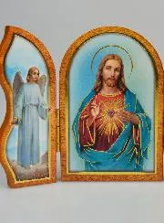 Triptych Icon Sacred Heart of Jesus - 12 cm