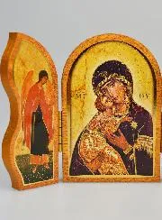 Triptych Icon Our Lady of Vladimir - 12 cm