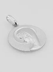 Solid Silver Medal Virgin Mary with Halo Veil - 1,8 cm