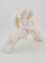 Angel Protector Alabaster Candlestick Statue - 18 cm