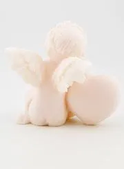 Guardian Angel Sleeping on Heart Alabaster Statue - 9 cm