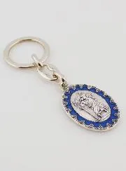 Saint Christopher Key Chain - Blue Enameled Metal - 4 cm