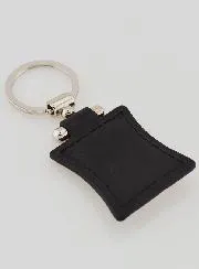 Our Lady of Lourdes Black Leather Key Chain & Silver Medal