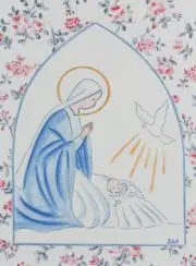 Baptism Card - Holy Virgin Mary with Dove