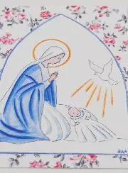 Baptism Card - Holy Virgin Mary with Dove