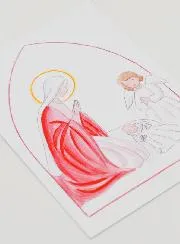 Baptism Card - Virgin Mary & Guardian Angel - White