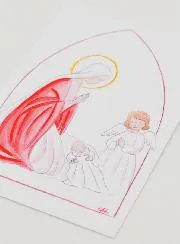 Baptism Card - Virgin Mary & Guardian Angel - White