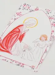 Baptism Card - Virgin Mary & Guardian Angel - Roses