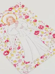 Baptism Card - Protective Guardian Angel - Pink.