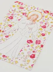 Baptism Card - Protective Guardian Angel - Pink.