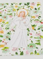 Baptism Card - Protective Guardian Angel - Green