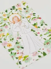 Baptism Card - Protective Guardian Angel - Green