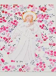 Baptism Card - Protective Guardian Angel - Fushia Currants