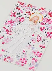 Baptism Card - Protective Guardian Angel - Fushia Currants