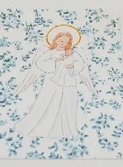 Baptism Card - Protective Guardian Angel - Blue Roses