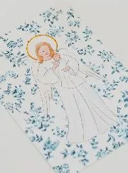 Baptism Card - Protective Guardian Angel - Blue Roses