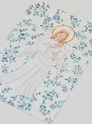 Baptism Card - Protective Guardian Angel - Blue Roses