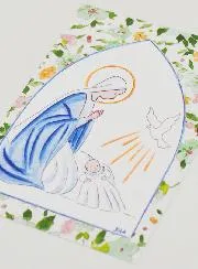 Baptism Card - Virgin Mary & Holy Spirit Dove - Green