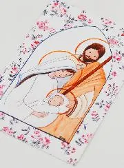Baptism Card - Holy Family - Pink Roses