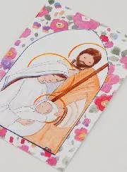 Baptism Card - Holy Family - Pink Icon