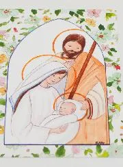 Baptism Card - Holy Family - Green