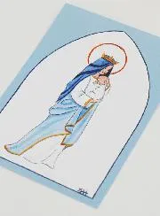 Baptism Card - Crowned Virgin with Baby Jesus - Light Blue