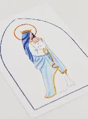 Baptism Card - Crowned Virgin with Baby Jesus - White