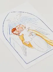 Baptism Card - Protective Guardian Angel & Holy Spirit - White