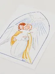 Baptism Card - Protective Guardian Angel & Holy Spirit - White
