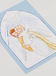Baptism Card - Protective Guardian Angel & Holy Spirit - Blue