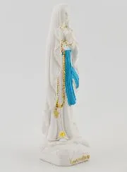 Our Lady of Lourdes with Gold Rosary Virgin Mary Statue - 10 cm