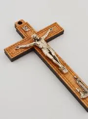 Wood Crucifix with Appearences of Lourdes - Silvery 12 cm