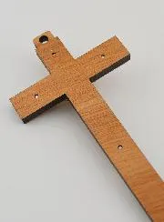 Wood Crucifix with Appearences of Lourdes - Silvery 12 cm