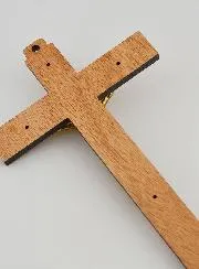 Wood Crucifix with Appearances of Lourdes - Golden 21 cm