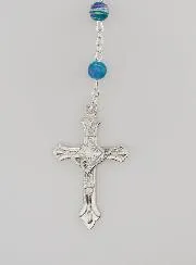 Lourdes Rosary with Red and Blue Pearls - 60cm