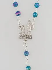 Lourdes Rosary with Red and Blue Pearls - 60cm