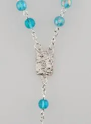 Lourdes Fashion Rosary with Blue Crystal Beads- 60cm