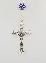 Lourdes Rosary with Blue Crystal Beads -55cm