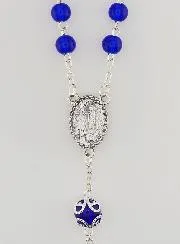 Lourdes Rosary with Blue Crystal Beads -55cm