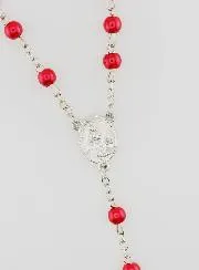 Lourdes Rosary with Red Pearls -60cm