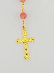 Gold Plated Rosary with Genuine Quartz Beads
